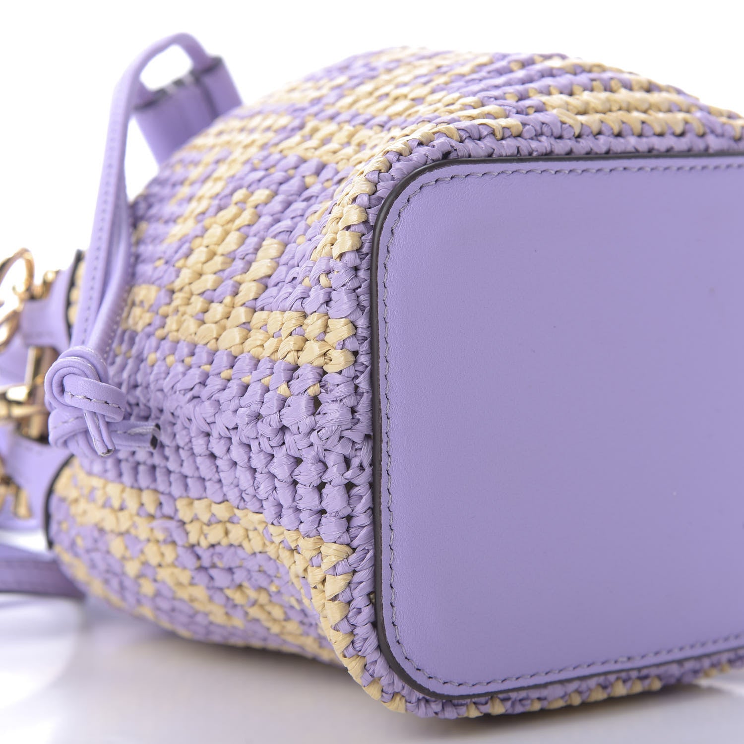 Fendi Raffia Vitello Seta F is Fendi FF Woven Mini Mon Tresor Bucket Bag Anemone Natural 6 of 9