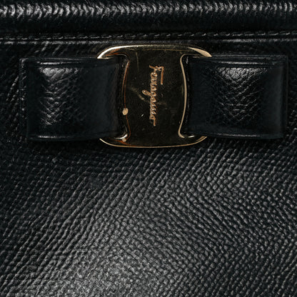 Salvatore Ferragamo Hammered Calfskin Vara Bow Chain Tote Black 21 of 23