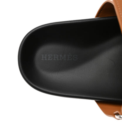 Hermes Calfskin Womens Chypre Sandals 37.5 Gold 6 of 9