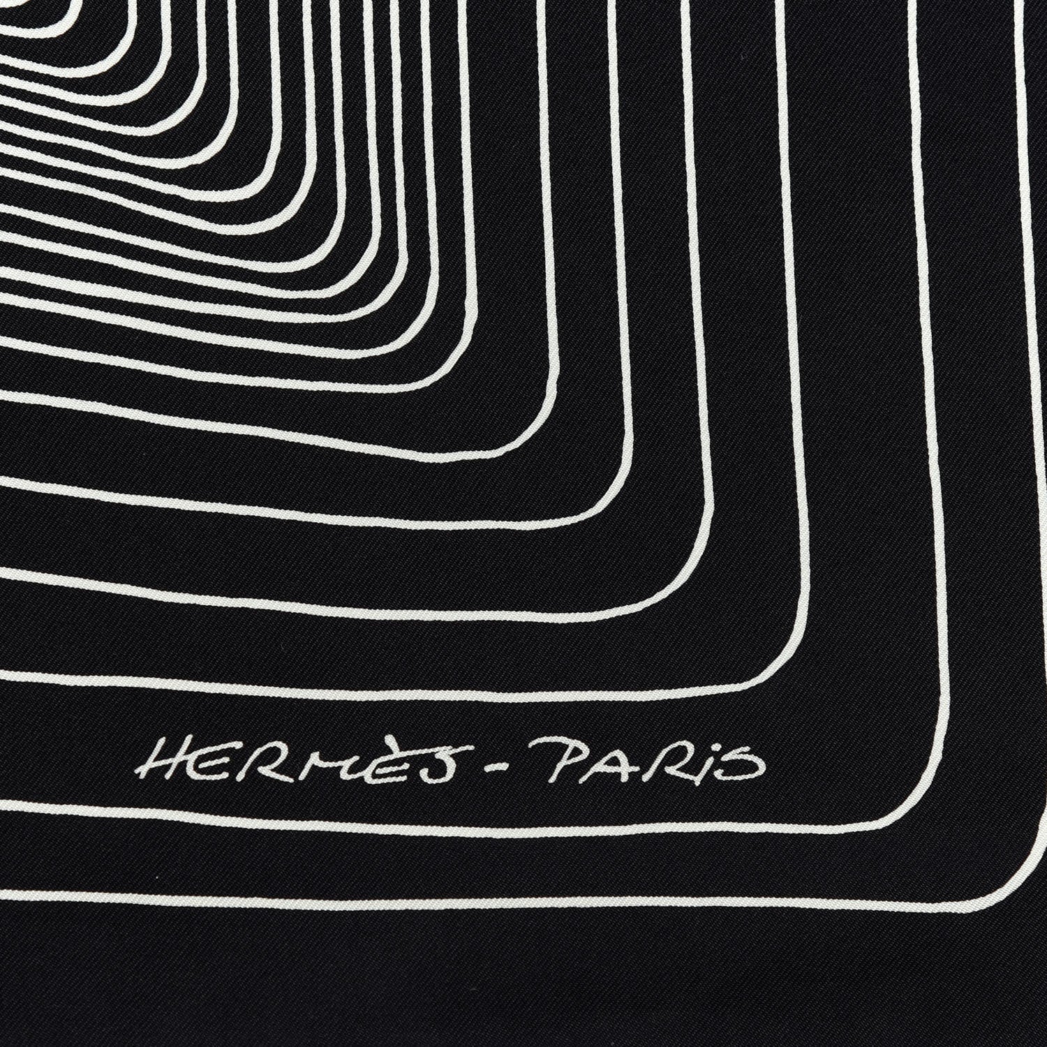 Hermes Silk Pegase Paysage Hermes Scarf 90 Black Beige 6 of 7