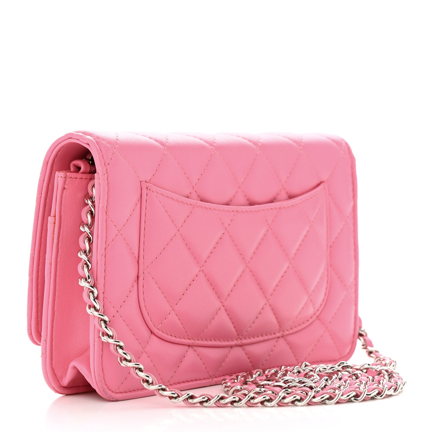 Chanel Lambskin Quilted Wallet On Chain WOC Pink 3 of 17