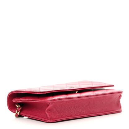 Chanel Caviar Quilted Wallet On Chain WOC Dark Pink 4 of 13