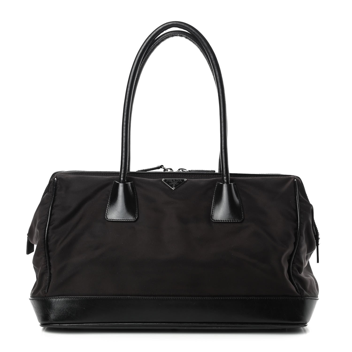Prada Tessuto Nylon Soft Calfskin Shoulder Bag Ebano 1 of 10
