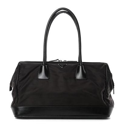 Prada Tessuto Nylon Soft Calfskin Shoulder Bag Ebano 1 of 10