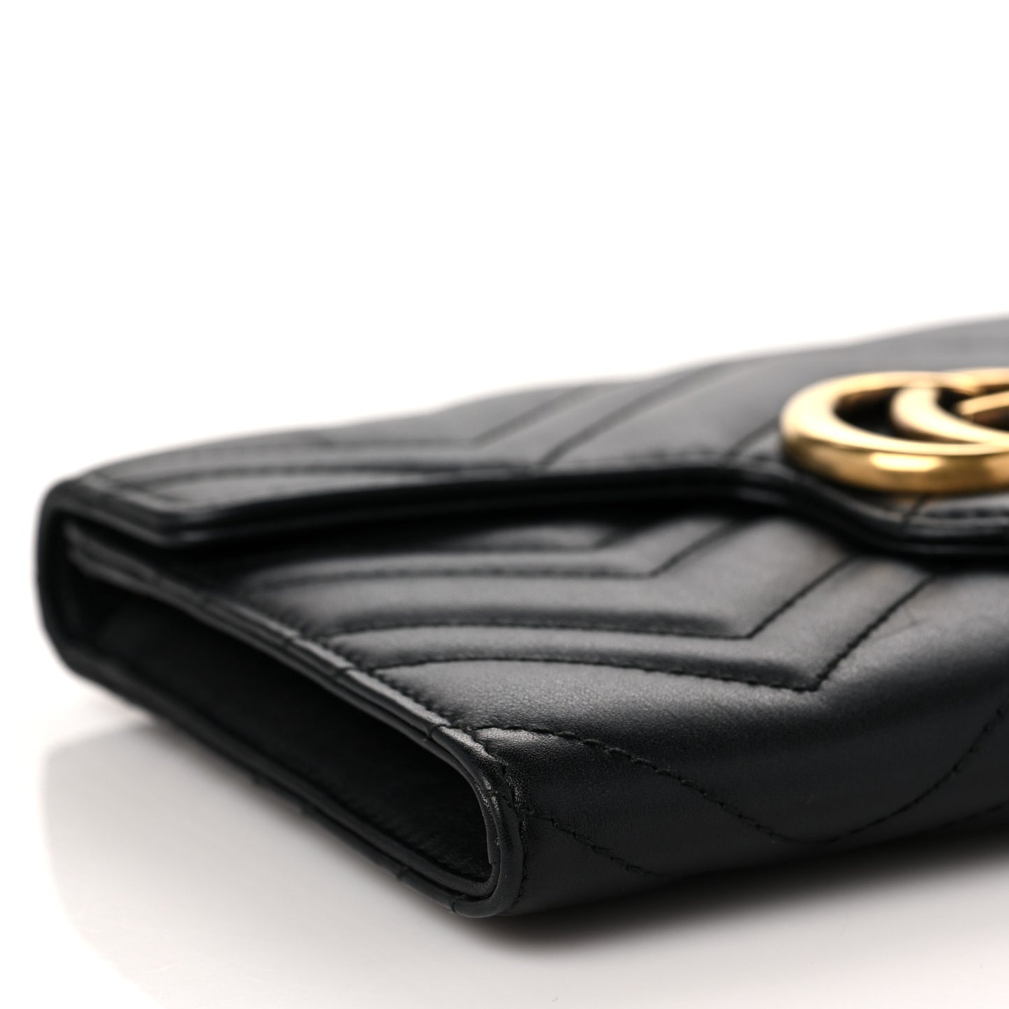 Calfskin Matelasse Mini GG Marmont Chain Wallet Black