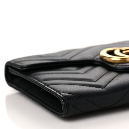 Gucci Calfskin Matelasse Mini GG Marmont Chain Wallet Black 7 of 9