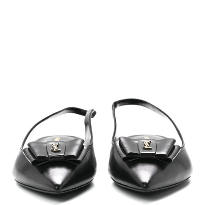 Saint Laurent Patent Smooth Lambskin Anais Slingback Flats 38.5 Black 2 of 9