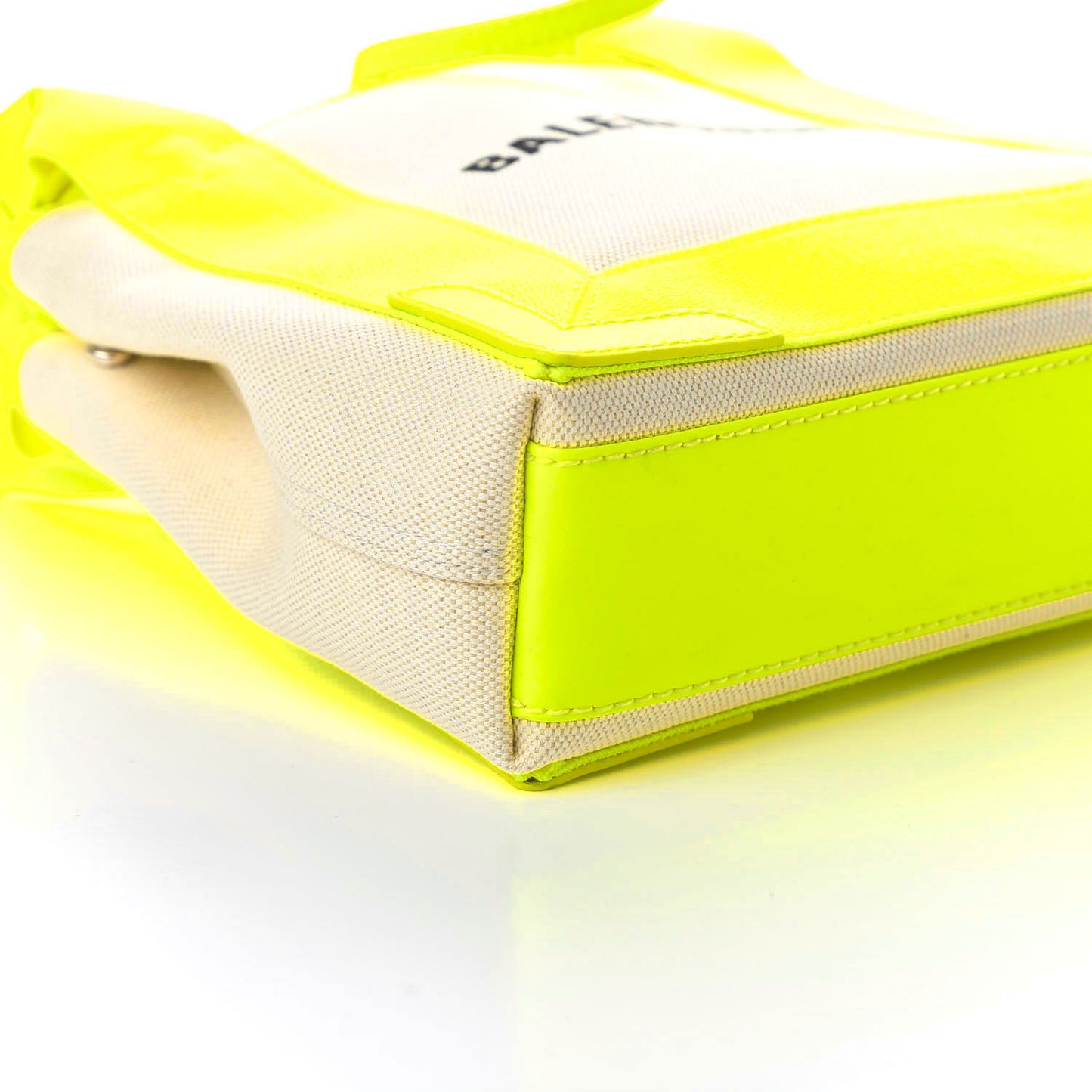 Cotton Canvas Satin Calfskin Navy Cabas XS Natural Fluo Yellow