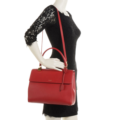 Saint Laurent Leather Medium Moujik Top Handle Bag Lipstick Red 2 of 8