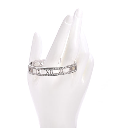 Tiffany 18K White Gold Diamond Atlas Open Hinged Bangle Bracelet 2 of 5