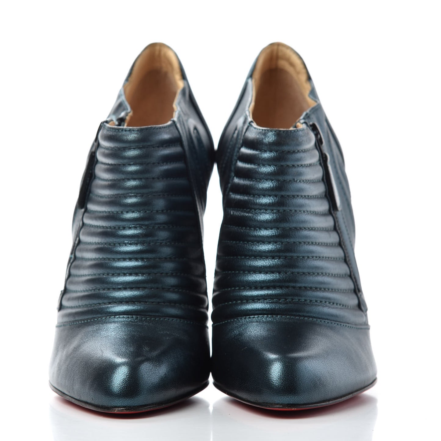 Metallic Nappa Laminato Sigourney 100 Booties 36.5 Peacock