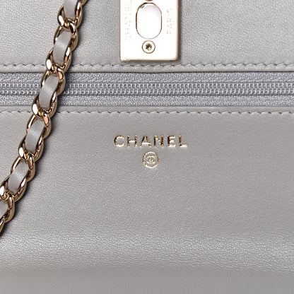 Chanel Lambskin Quilted Trendy CC Wallet On Chain WOC Grey 6 of 12