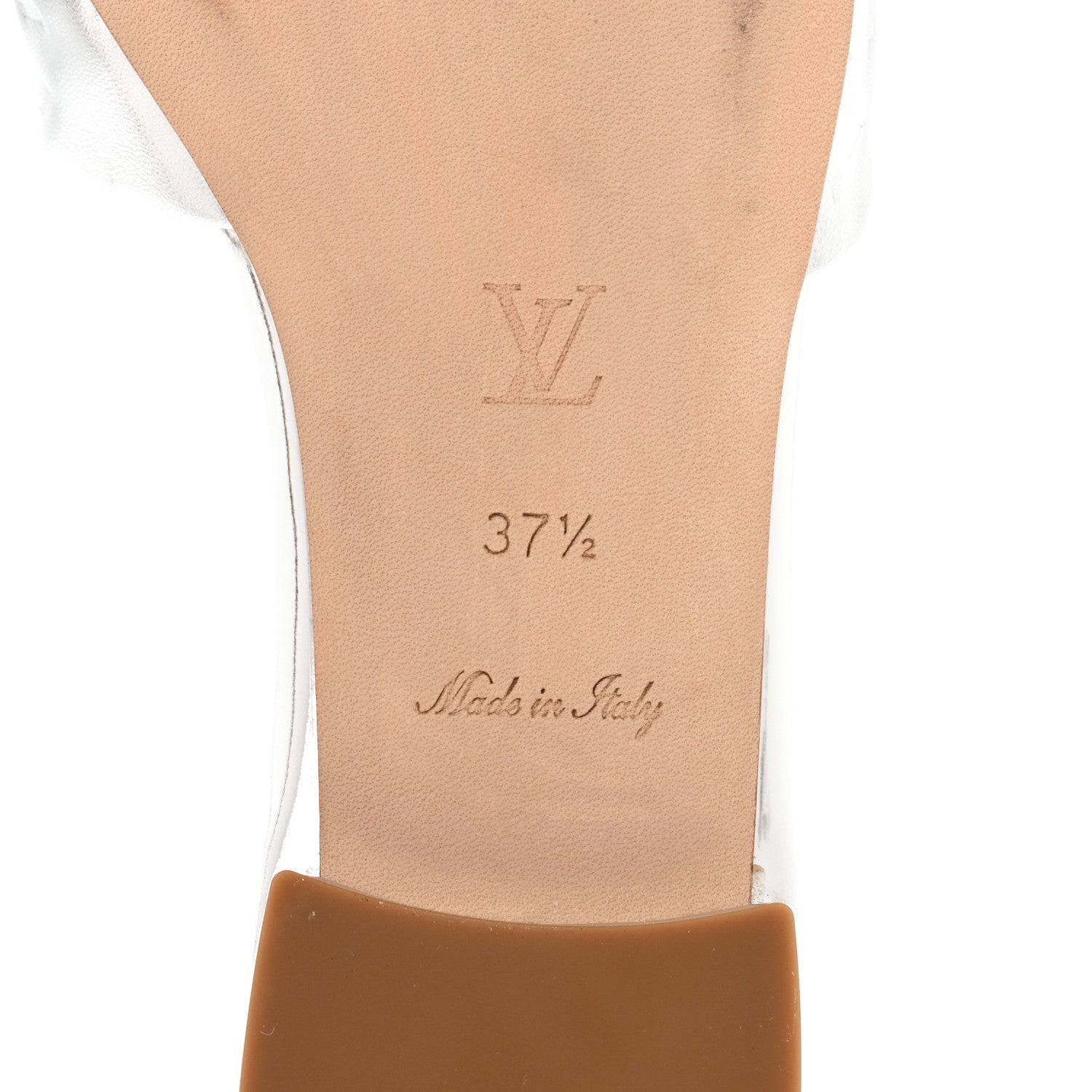 Louis Vuitton Metallic Lambskin Embossed Monogram Revival Flat Mules 37.5 Silver 6 of 11