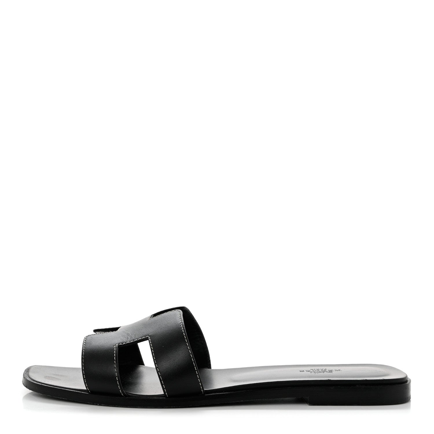 Hermes Box Calfskin Oran Sandals 41.5 Black 1 of 9