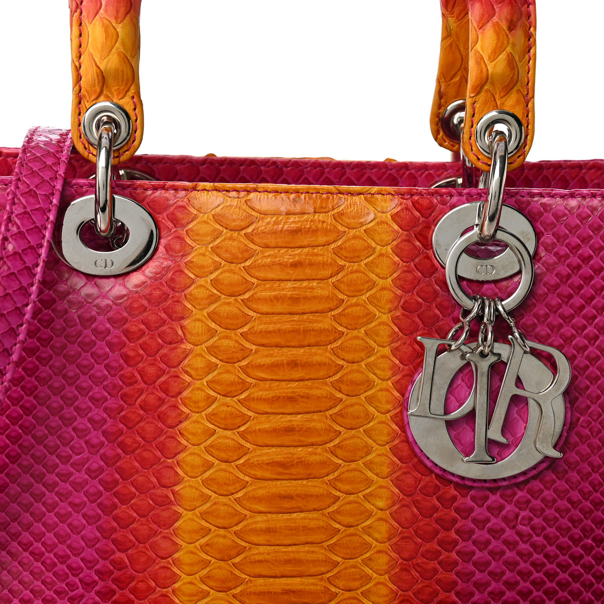 Snakeskin Medium Lady Dior Pink Orange