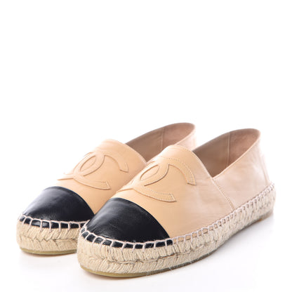 Chanel Lambskin CC Espadrilles 38 Beige Black 3 of 11