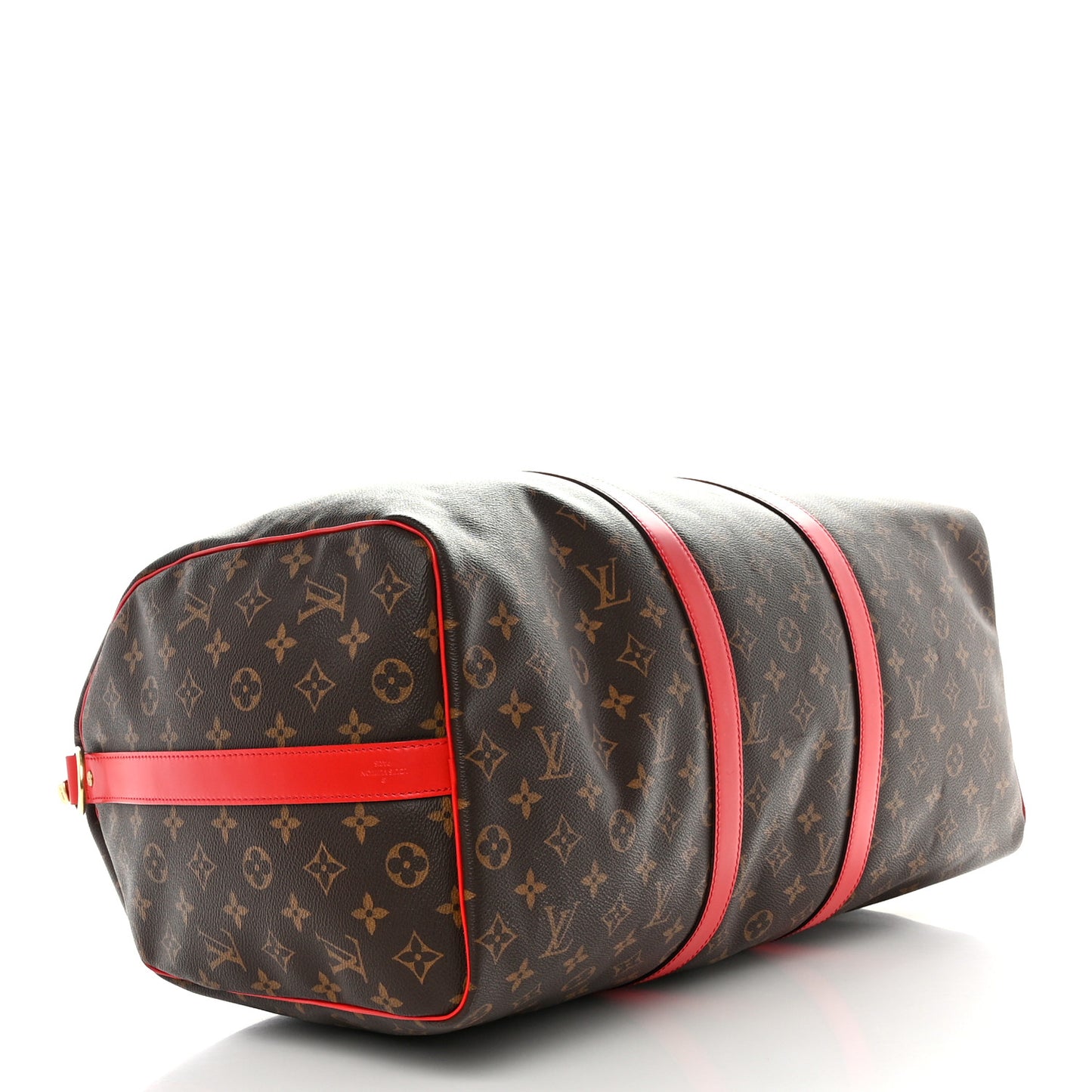 Calfskin Monogram Keepall Bandouliere 50 Coquelicot