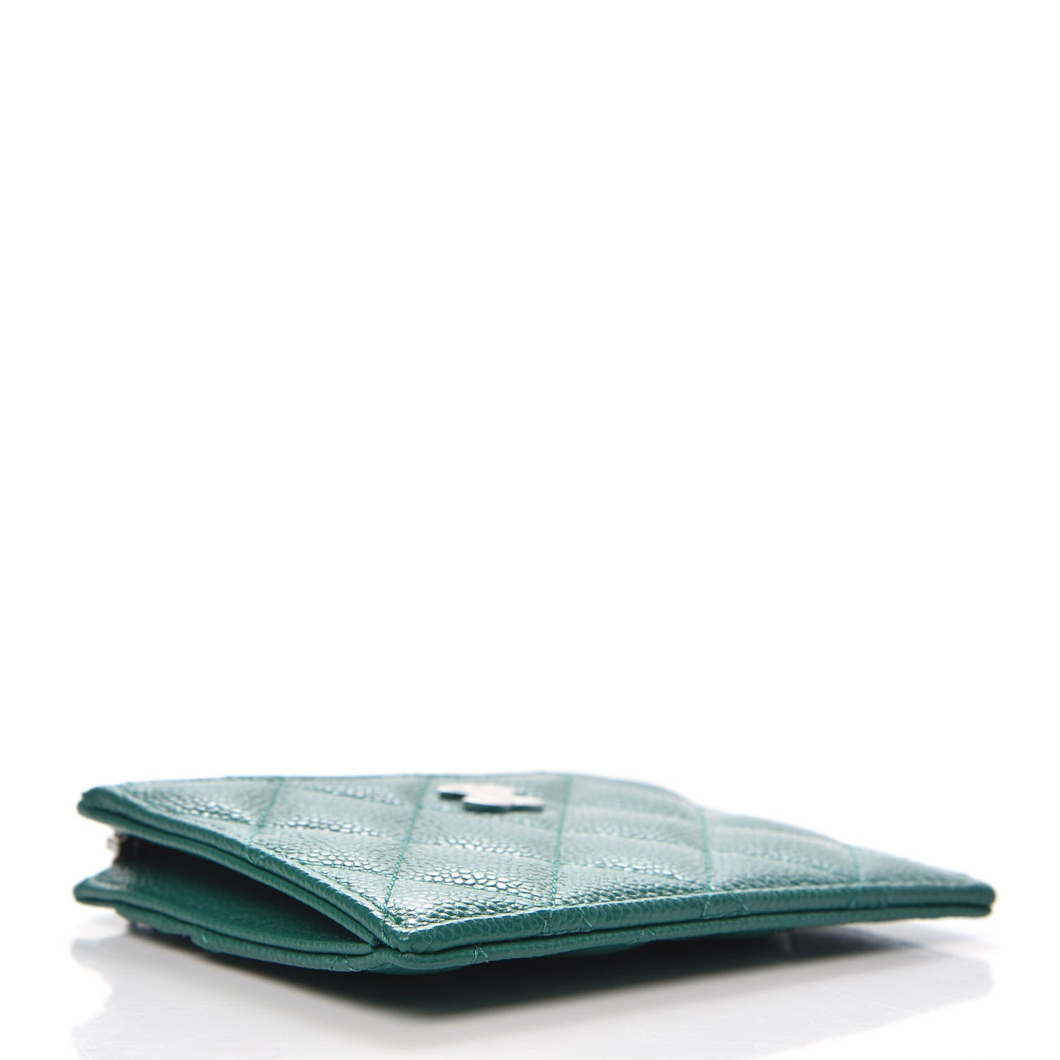 Chanel Caviar Quilted CC Zip Card Holder Green 4 of 8
