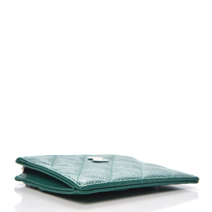 Chanel Caviar Quilted CC Zip Card Holder Green 4 of 8