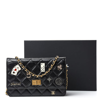 Chanel Aged Calfskin Lucky Charms Casino 2.55 Reissue Wallet on Chain WOC Black 11 of 11