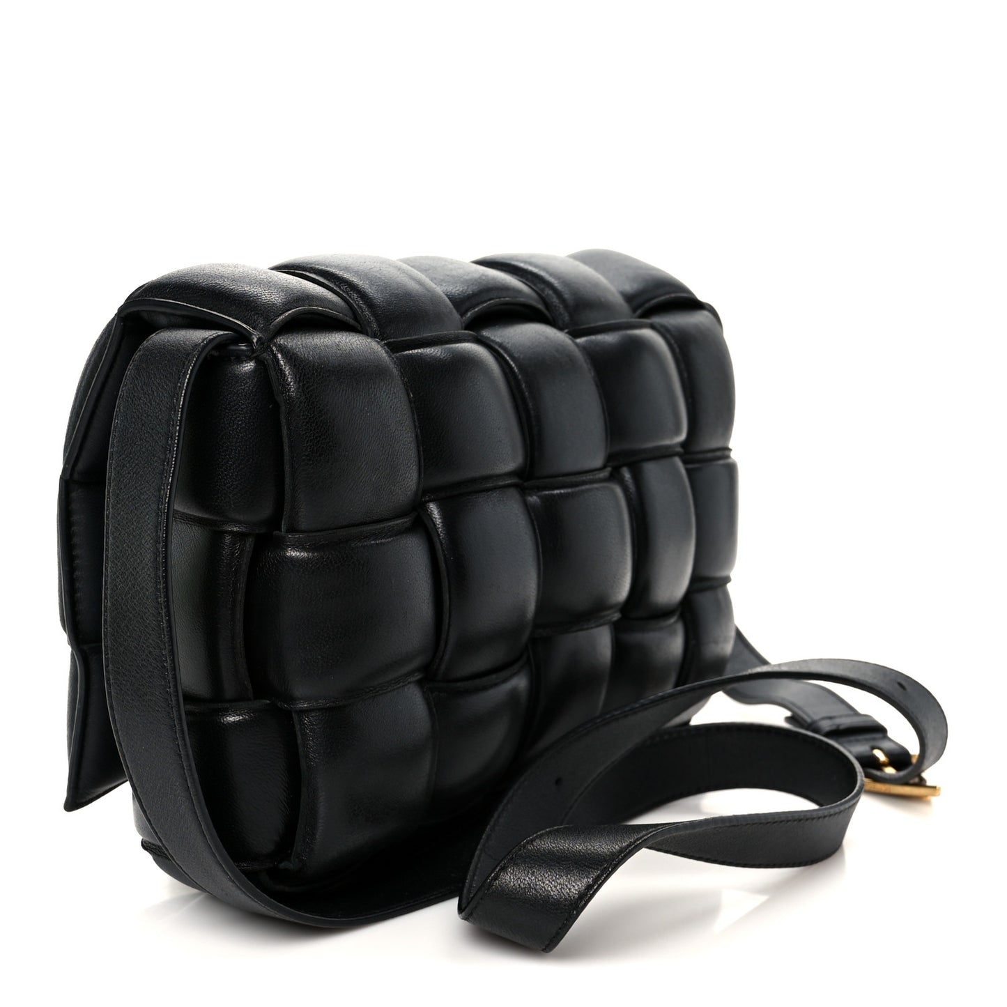 Nappa Maxi Intreccio Padded Cassette Crossbody Bag Black