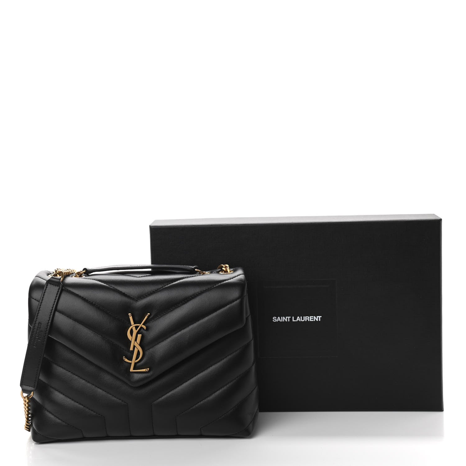 Saint Laurent Calfskin Y Quilted Monogram Small Loulou Chain Satchel Black 10 of 10