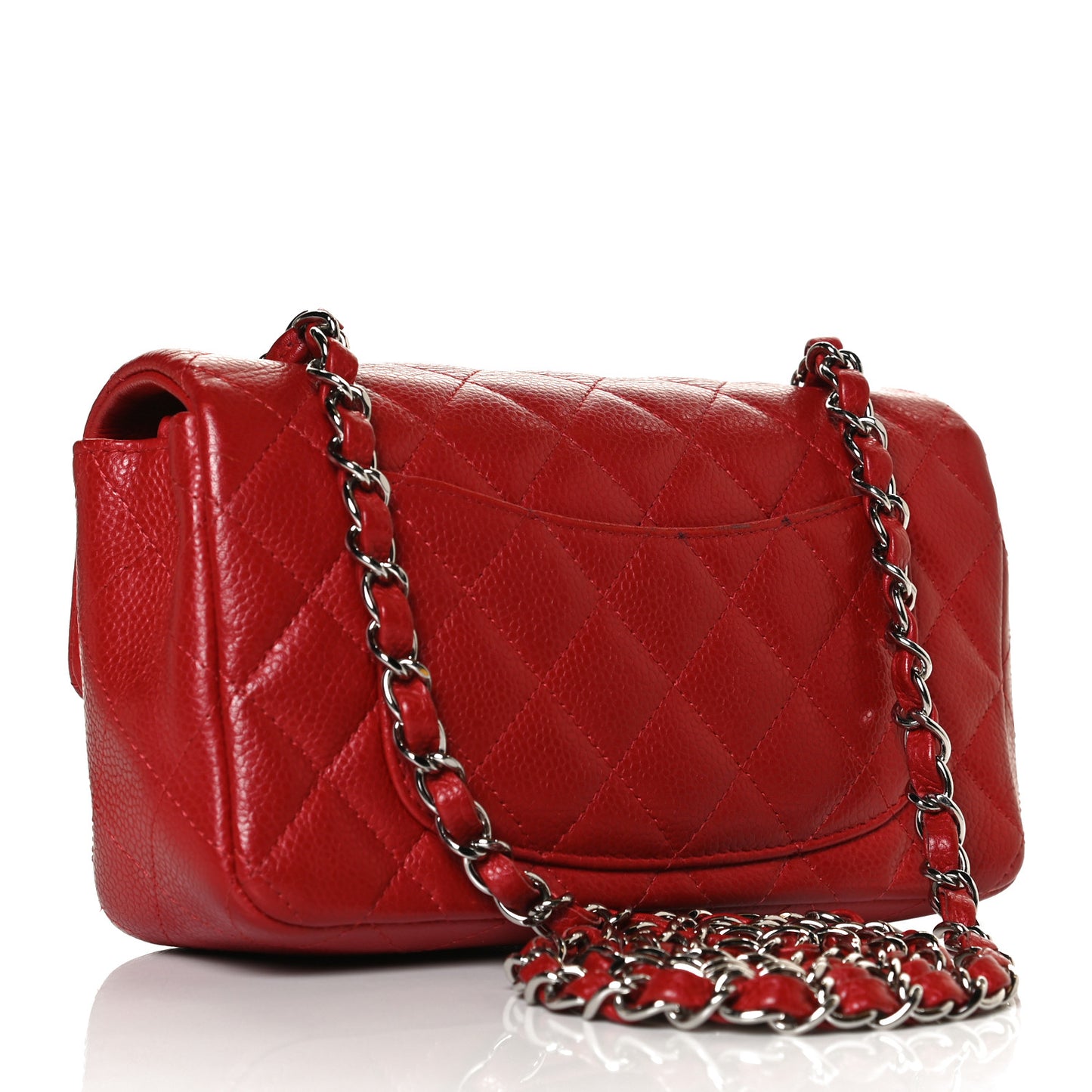 Caviar Quilted Mini Rectangular Flap Red