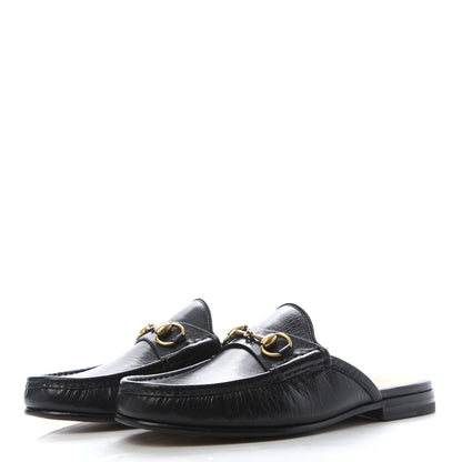 Gucci Goatskin Mens Horsebit Slippers 7 Black 2 of 9