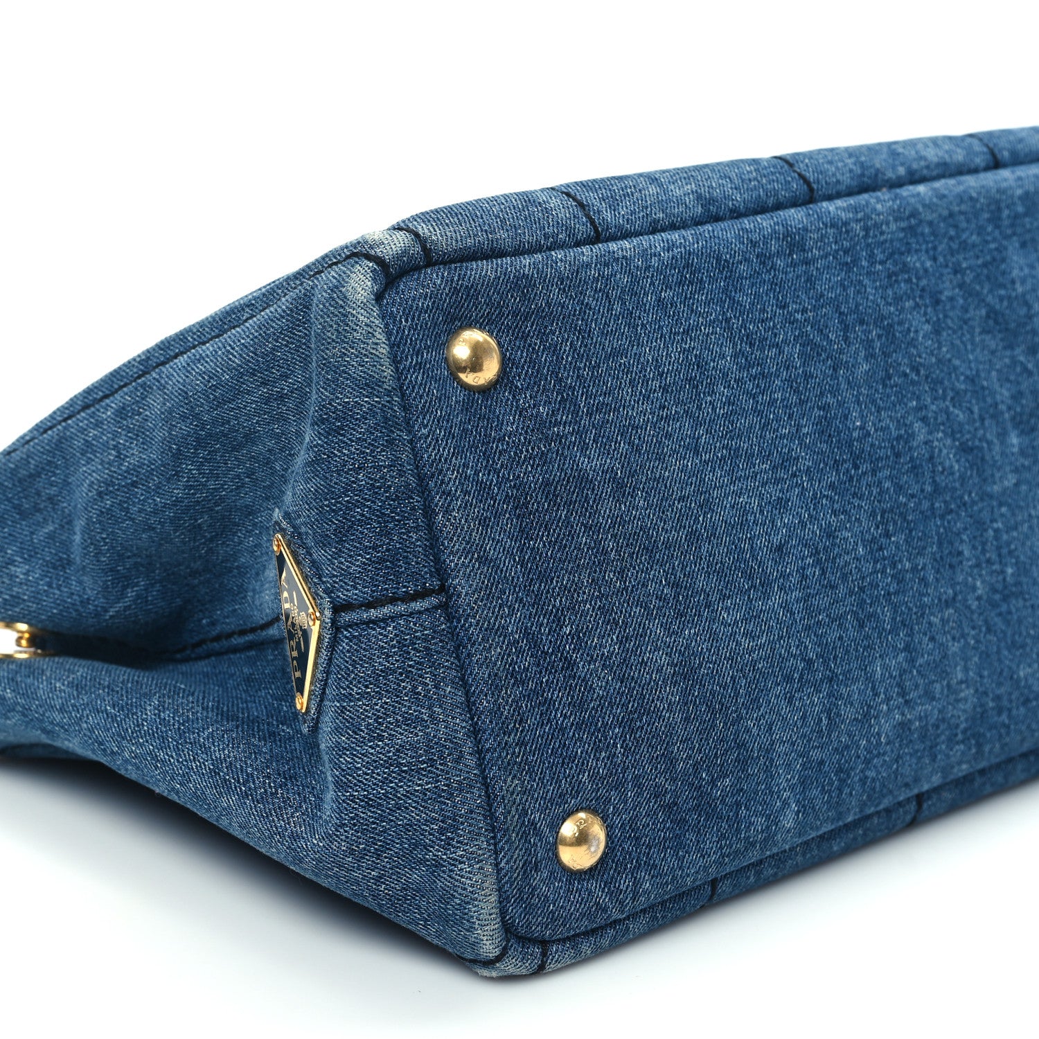 Prada Denim Small Logo Tote Bleu 8 of 10
