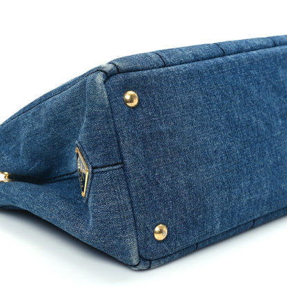 Prada Denim Small Logo Tote Bleu 8 of 10