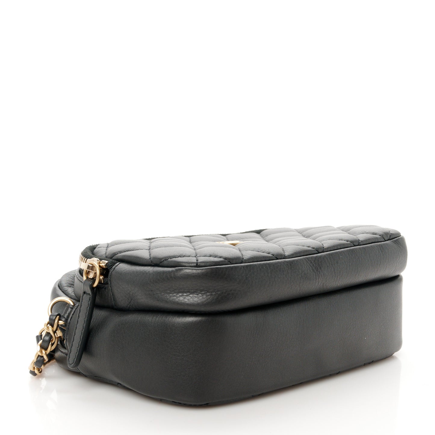 Calfskin Quilted Day Trips Camera Case Black