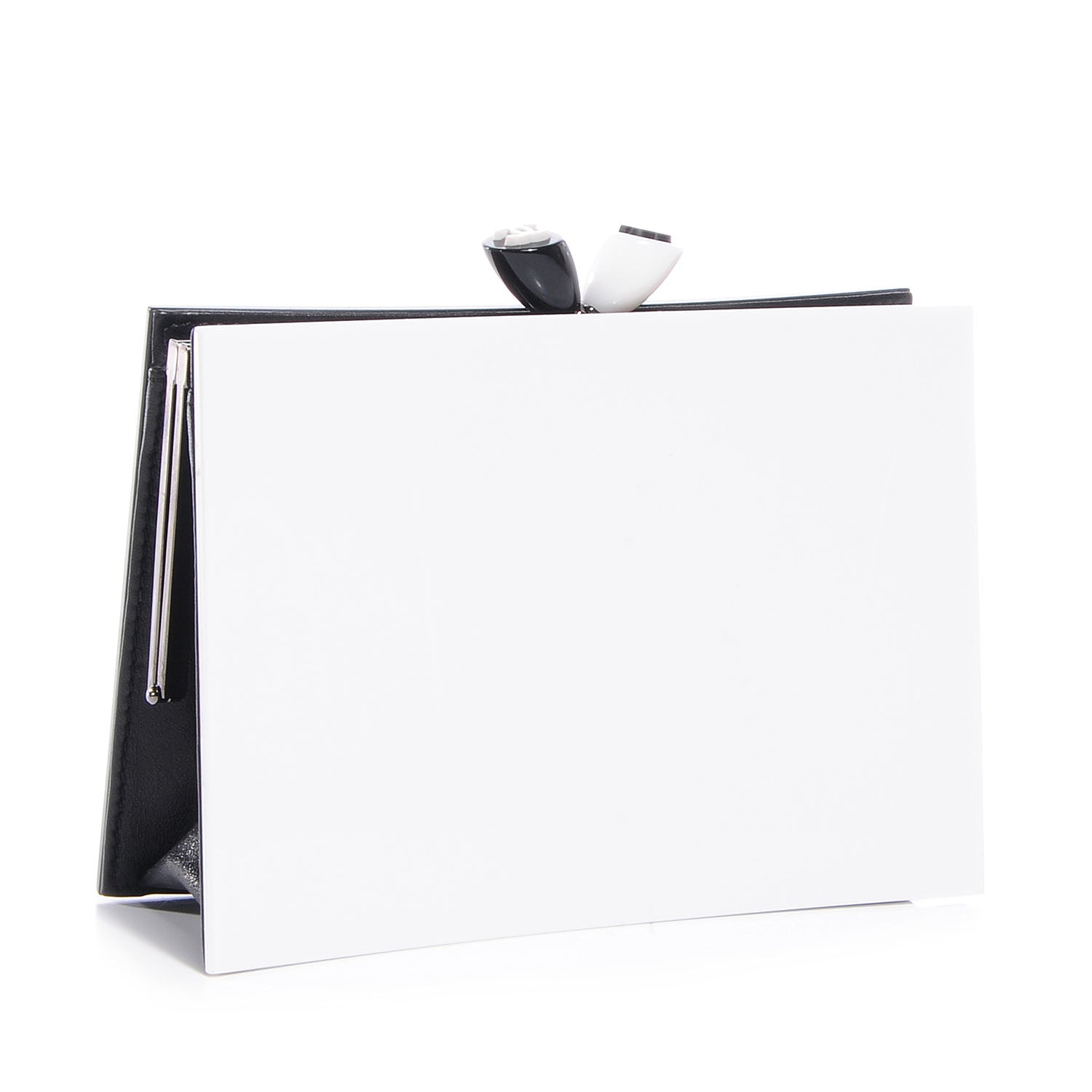 Chanel Acrylic Frame Clutch Black White 3 of 9