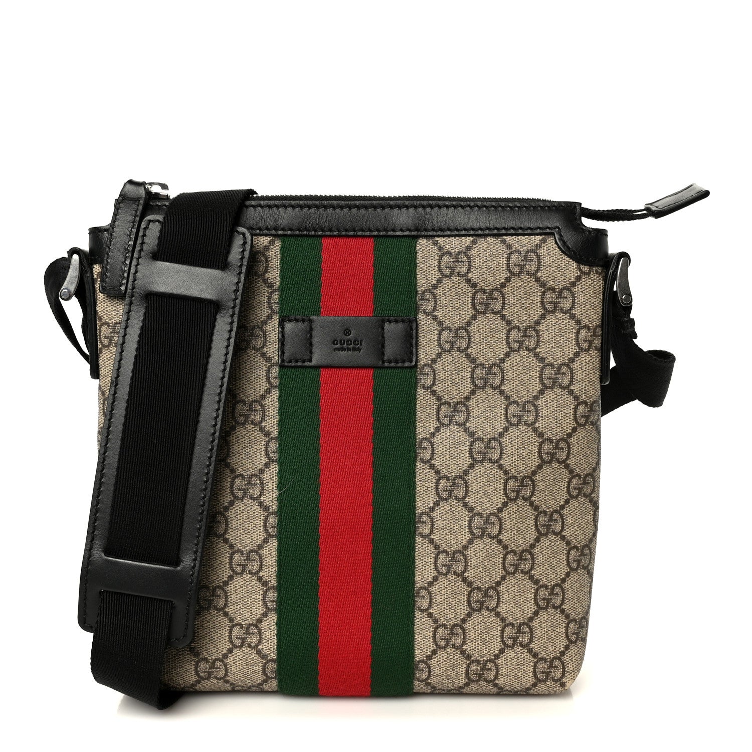Gucci GG Supreme Monogram Web Messenger Bag Black 1 of 11