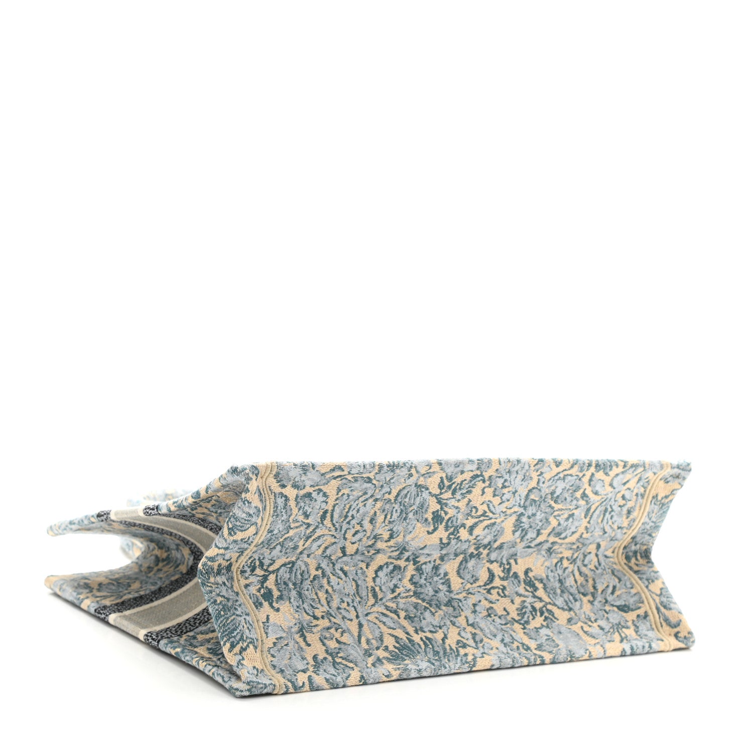 Christian Dior Canvas Embroidered Medium Brocart Book Tote Metallic Blue 4 of 8