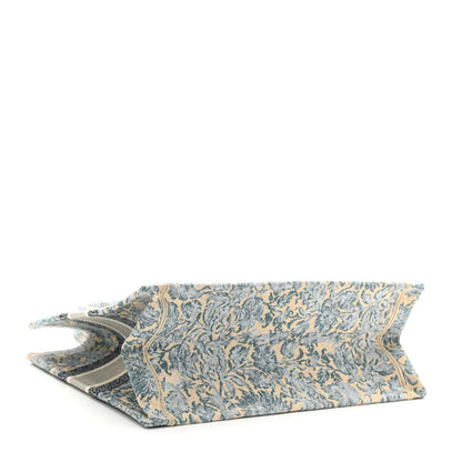 Christian Dior Canvas Embroidered Medium Brocart Book Tote Metallic Blue 4 of 8