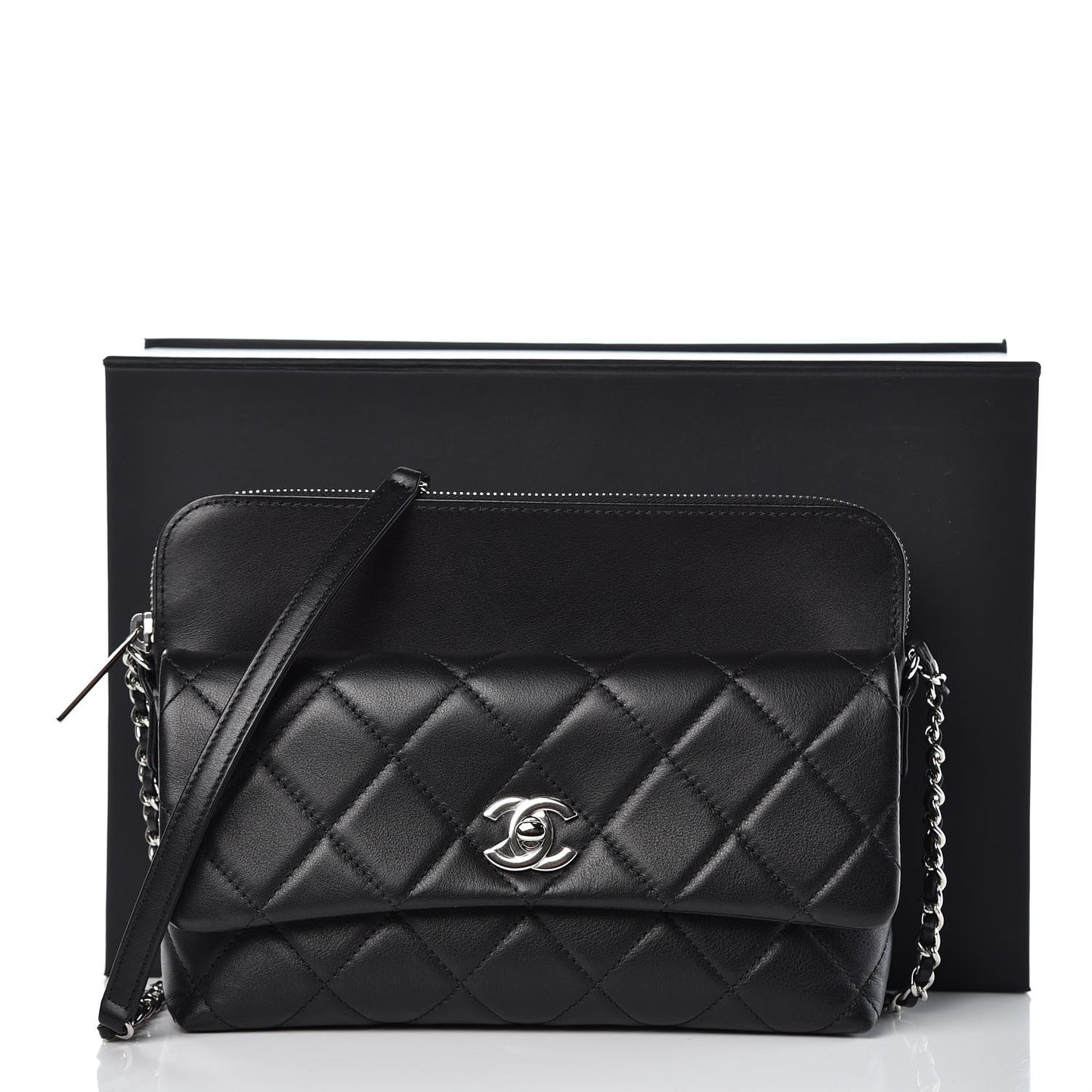 Calfskin Quilted Crossbody Bag Black