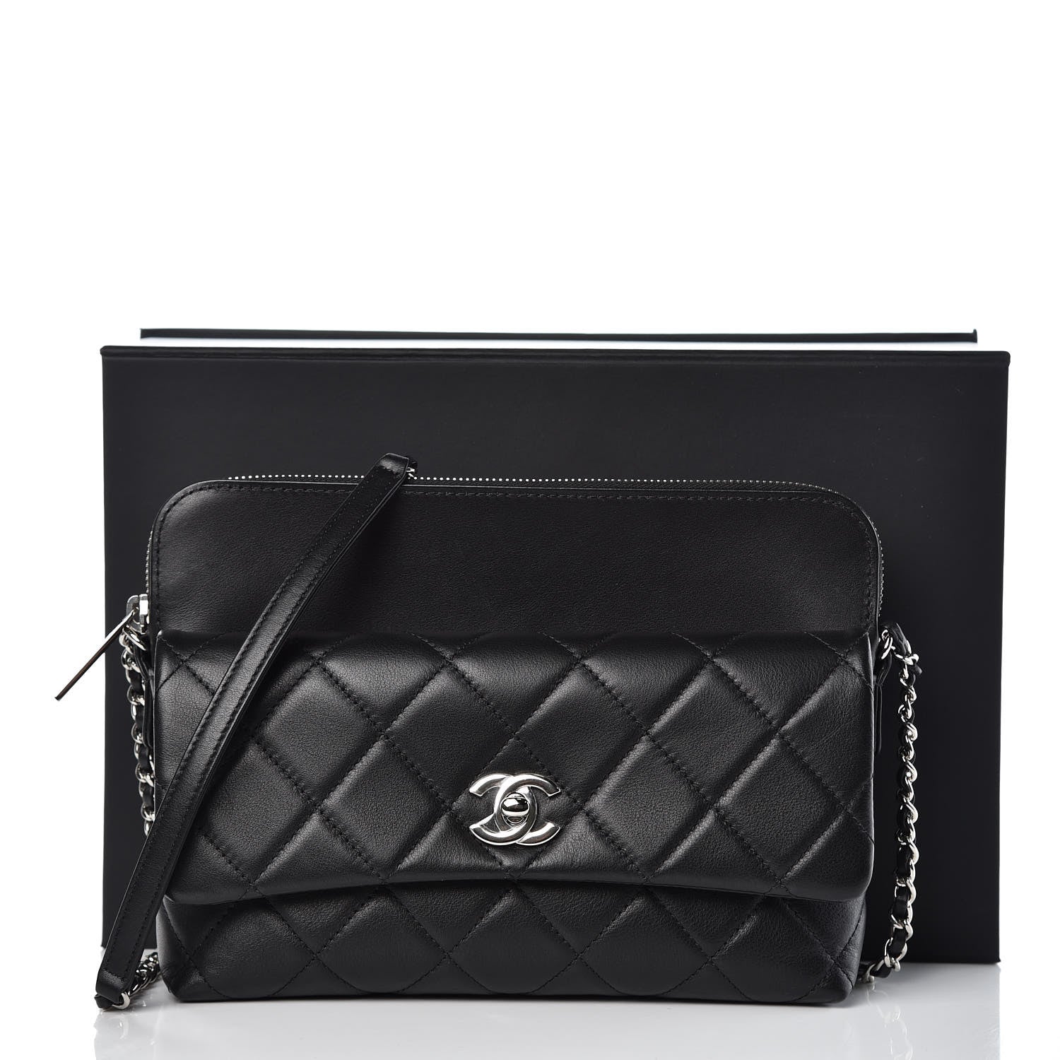 Chanel Calfskin Quilted Crossbody Bag Black 9 of 9