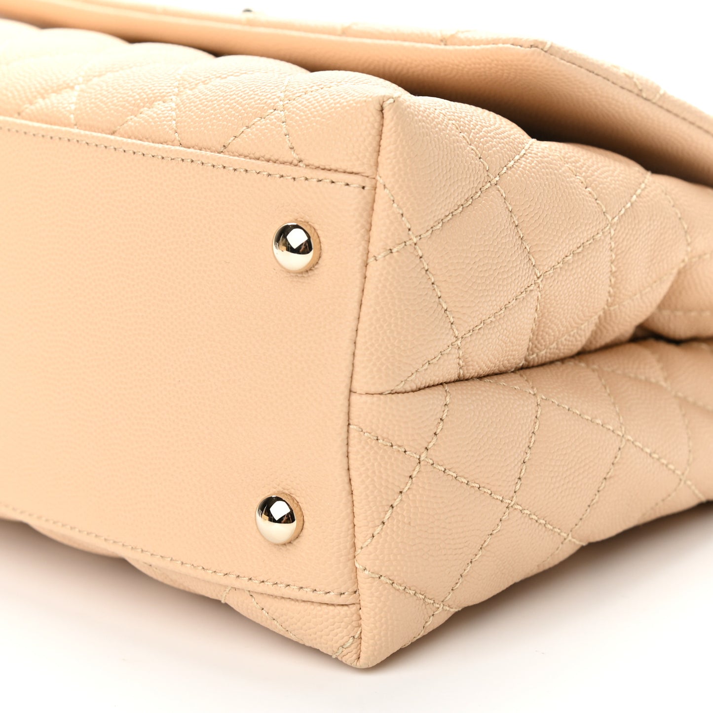 Caviar Lizard Embossed Quilted Small Coco Handle Flap Beige