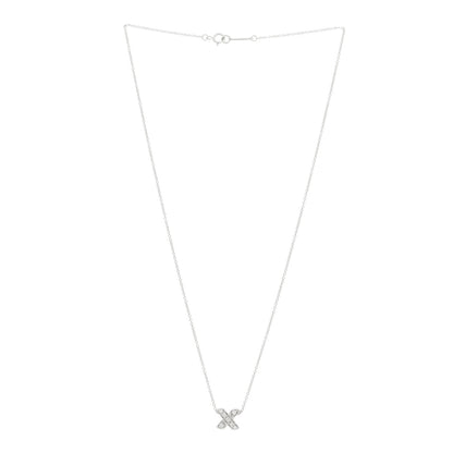 Tiffany 18K White Gold Diamond Cross Stitch Pendant Necklace 3 of 5