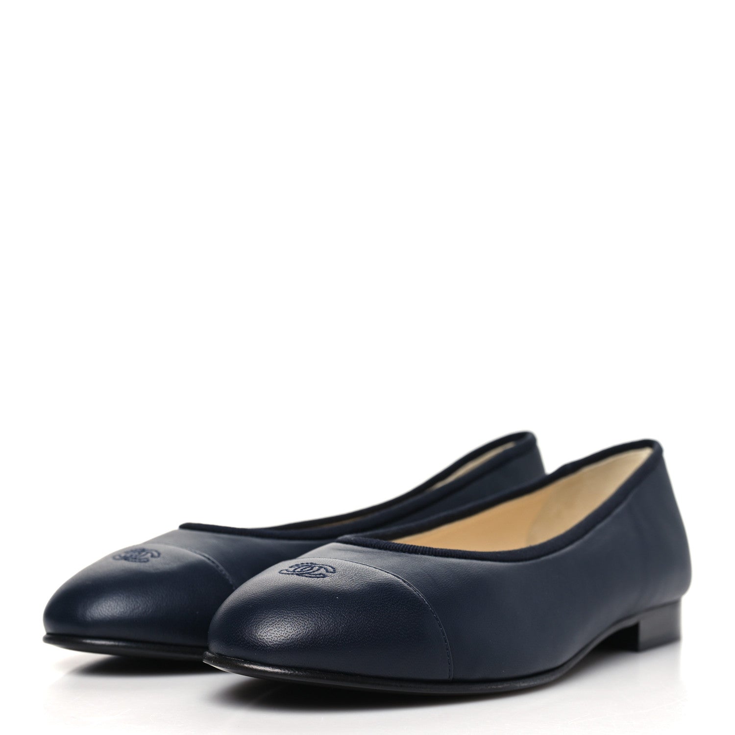 Chanel Lambskin Cap Toe Ballerina Flats 37 Black 3 of 7