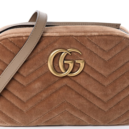 Gucci Velvet Matelasse Small GG Marmont Chain Shoulder Bag Taupe 8 of 10