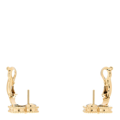 Van Cleef & Arpels 18K Yellow Gold Malachite Vintage Alhambra Earrings 3 of 5