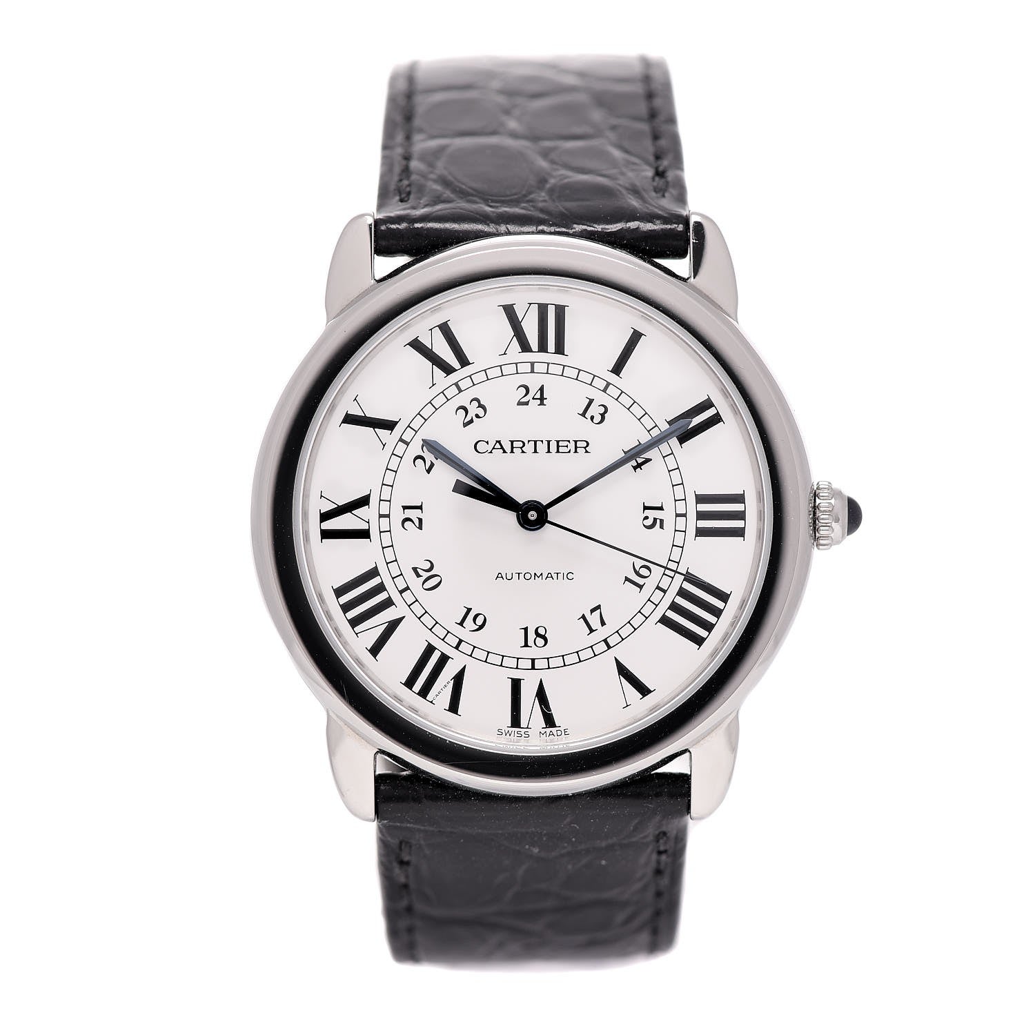 Cartier Stainless Steel Alligator 36mm Ronde Solo Automatic Watch 1 of 11