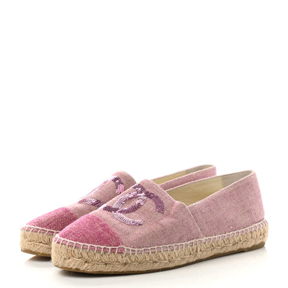 Chanel Toile Sequin CC Espadrilles 39 Pink Dark Pink 3 of 8