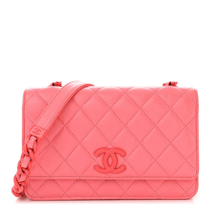 Chanel Caviar Quilted My Everything Wallet On Chain WOC Dark Coral 1 of 12