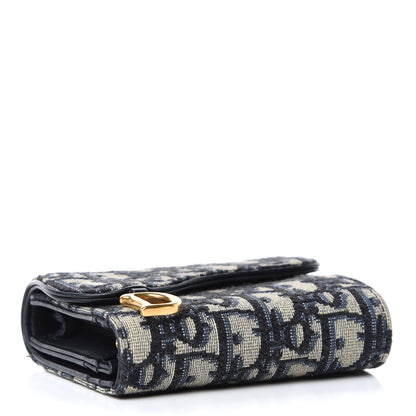 Christian Dior Oblique Saddle Lotus Wallet Blue 4 of 7
