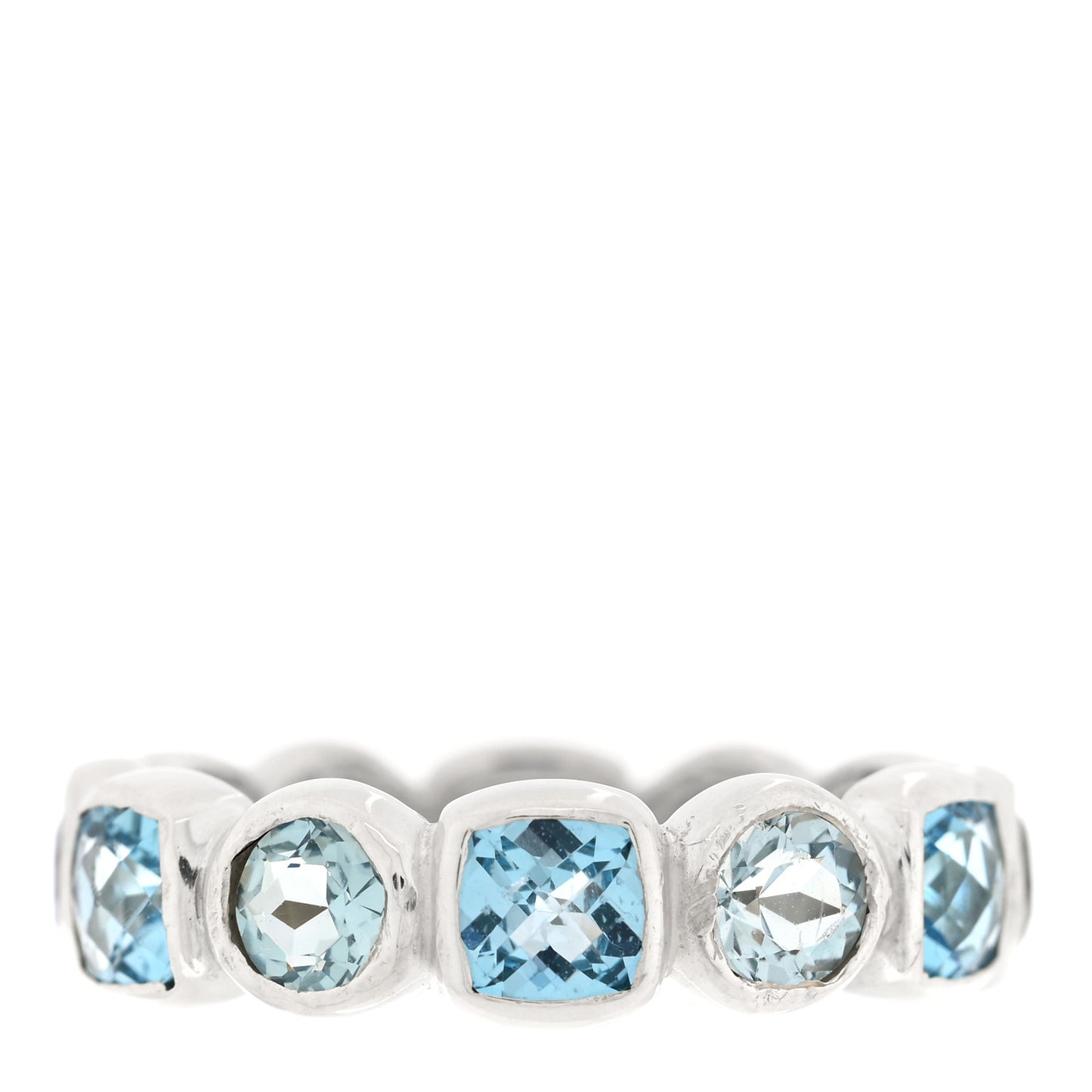 Sterling Silver 18K Yellow Gold Blue Topaz Chiclet Ring 52 6