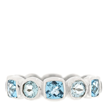 David Yurman Sterling Silver 18K Yellow Gold Blue Topaz Chiclet Ring 52 6 3 of 4