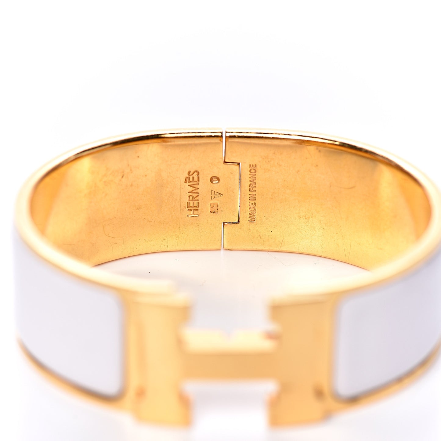 Enamel Wide Clic Clac H Bracelet PM White