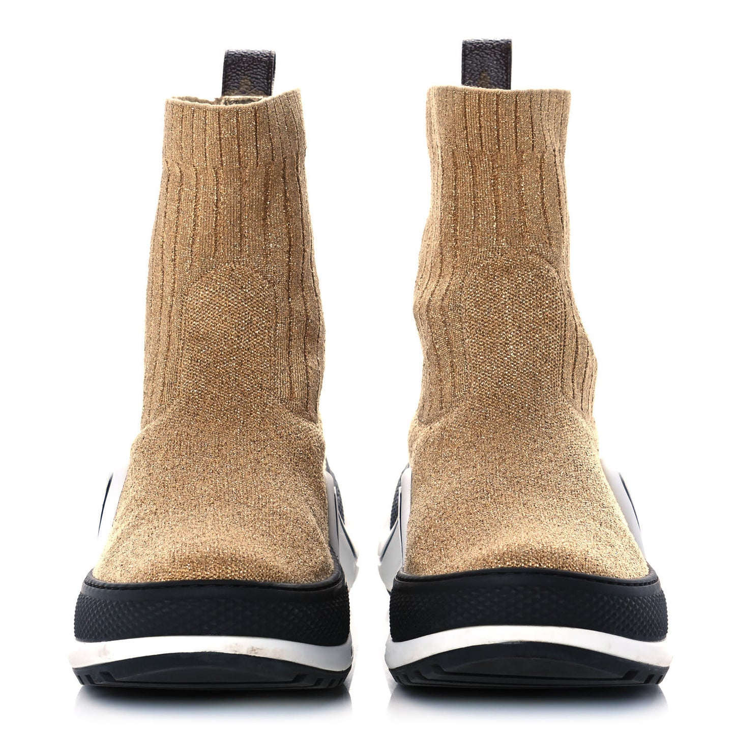 Glitter Stretch Textile Monogram LV Archlight Sneaker Boots 36 Gold Black